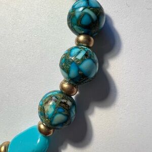 Turquoise and Gold stretchy bracelet